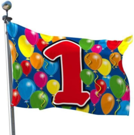1 jaar gevelvlag polyester 90x60cm