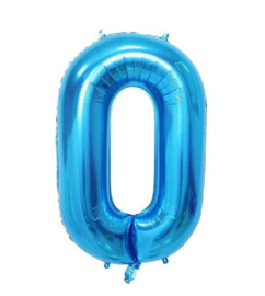 Folieballon nul blauw 1m