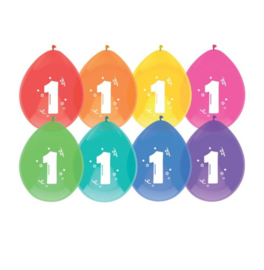 1 jaar ballonnen 8 stuks 30cm