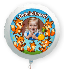 Vos Gefeliciteerd folie ballon XL met eigen foto 58cm