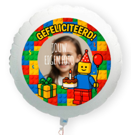 Blocks Gefeliciteerd folie ballon XL met eigen foto 58cm