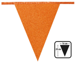Oranje vlaggenlijn glitter 6m