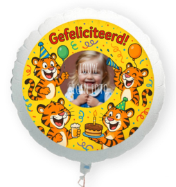 Tijger Gefeliciteerd folie ballon XL met eigen foto 58cm