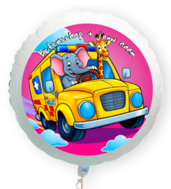 Beterschap olifant en giraf in ambulance folie ballon XL met eigen naam 58cm