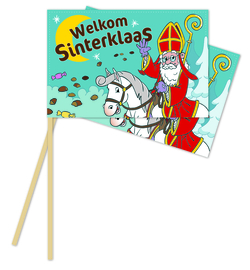 Welkom Sinterklaas zwaaivlaggetjes 10 stuks 20x30cm