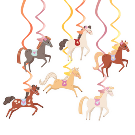 Paard pony hangdecoratie 6 stuks 16-18,5cm