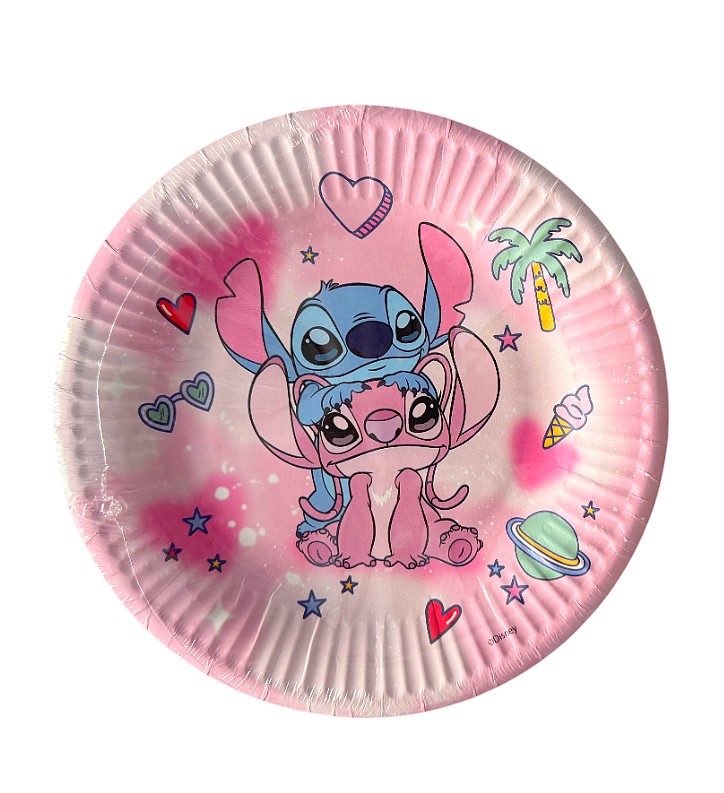 Stitch bordjes roze 12 stuks 19,5cm