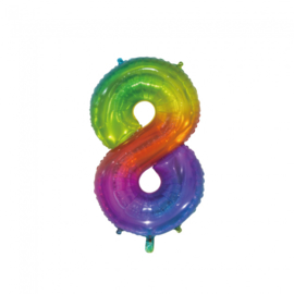 Regenboog acht folie ballon 86cm