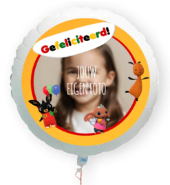 Zwart konijn folie ballon XL met eigen foto 58cm