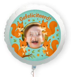 Eekhoorn Gefeliciteerd folie ballon XL met eigen foto 58cm