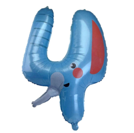 Olifant cijfer 4 folie ballon 80cm