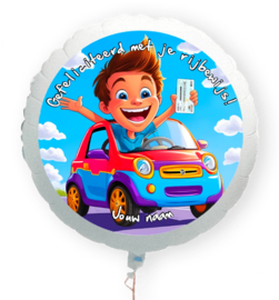 Gefeliciteerd met je rijbewijs folie ballon XL met eigen naam 58cm
