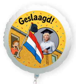 Geslaagd man folie ballon XL met eigen foto 58cm