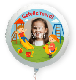 Speeltuin Gefeliciteerd folie ballon XL met eigen foto 58cm