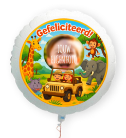Safari Gefeliciteerd folie ballon XL met eigen foto 58cm