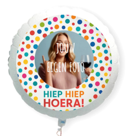 Hiep hiep hoera folie ballon XL met eigen foto 58cm