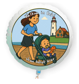 Geboorte Urk baby folie ballon XL met eigen tekst 58cm