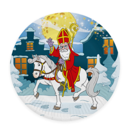 Sinterklaas op paard borden karton 8 stuks 23cm
