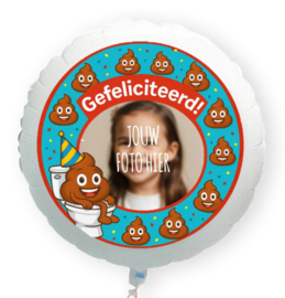 Poop folie ballon XL met eigen foto 58cm