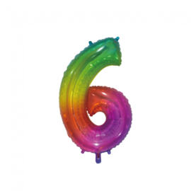 Regenboog zes folie ballon 86cm