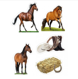 Paarden taart versiering prikkers 5st 15cm