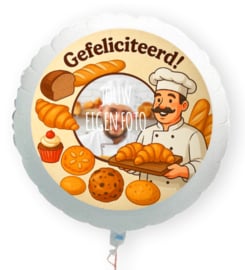 Bakker Gefeliciteerd folie ballon XL met eigen foto 58cm