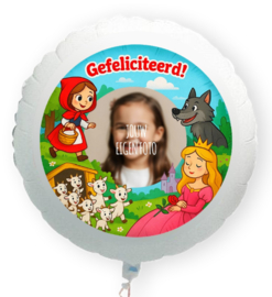 Sprookjes Gefeliciteerd folie ballon XL met eigen foto 58cm