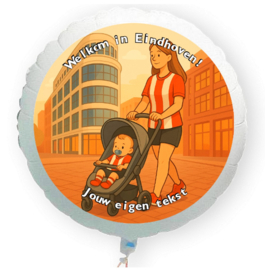 Geboorte Eindhoven voetbal baby folie ballon XL met eigen tekst 58cm