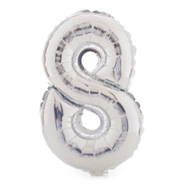 Folieballon acht zilver 86cm