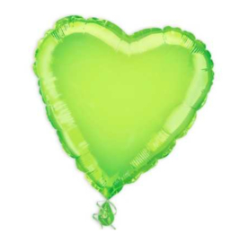 Folieballon lichtgroen hartvormig 35cm