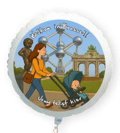 Geboorte Brussel baby folie ballon XL met eigen tekst 58cm