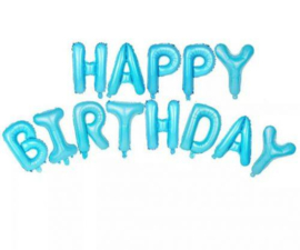 Folie ballonnen happy birthday blauwe letters