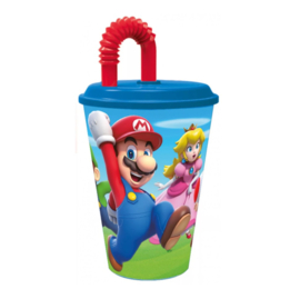 Super Mario beker herbruikbaar met riet 430ml