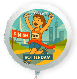 Marathon Rotterdam vrouw folie ballon XL met eigen tekst 58cm