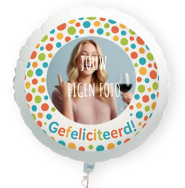 Gefeliciteerd folie ballon XL met eigen foto 58cm