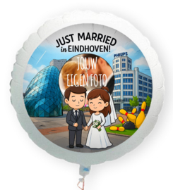 Just Married in Eindhoven folie ballon XL met eigen foto 58cm