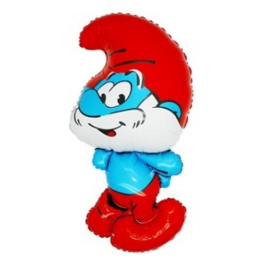 Grote Smurf folie ballon op stok 35cm