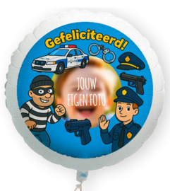 Politie Gefeliciteerd folie ballon XL met eigen foto 58cm
