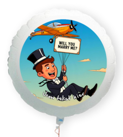 Wil je met me trouwen folie ballon XL met eigen tekst 58cm