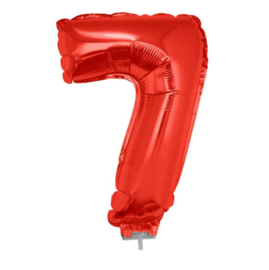 Folie ballon zeven rood op stok 45m
