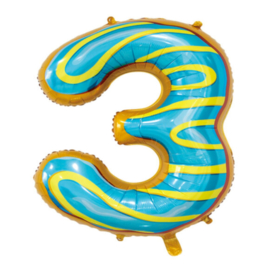 Cijfer drie folie ballon 76cm