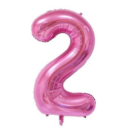 Folieballon twee roze 1m