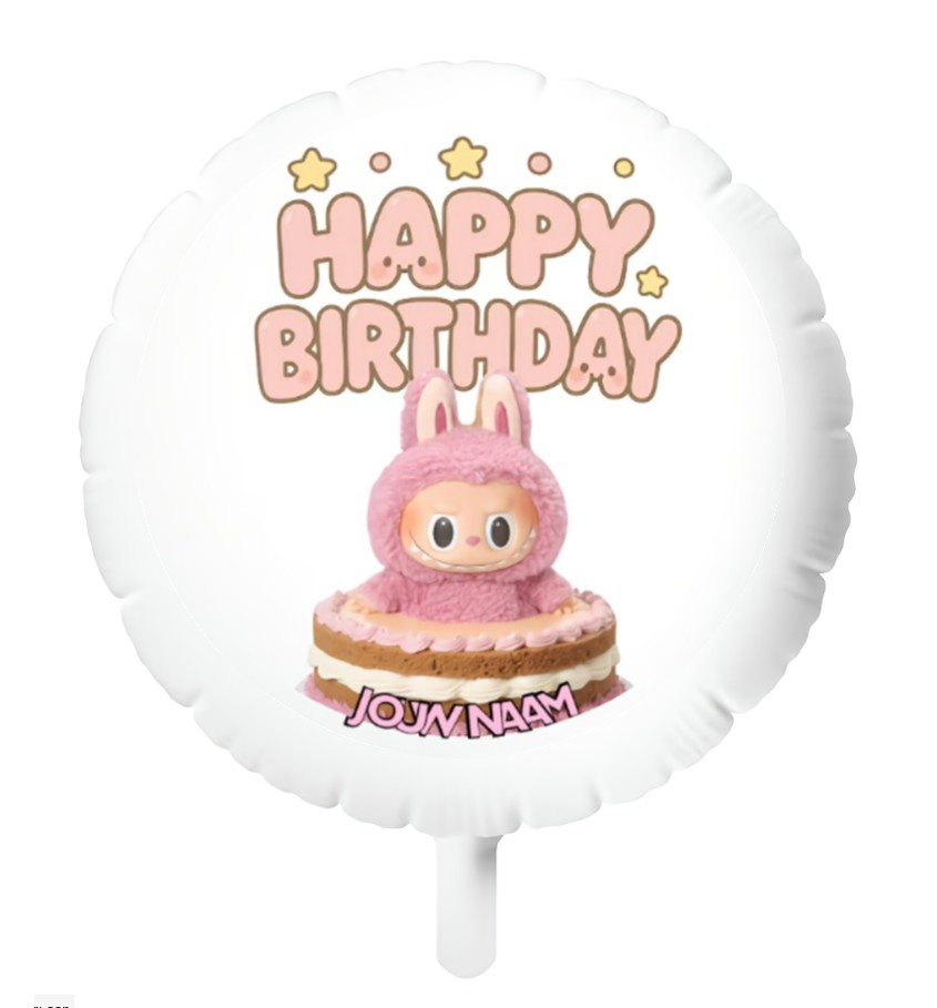 Labubu folie ballon XL met eigen naam 60cm