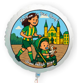 Geboorte Den Haag voetbal baby folie ballon XL met eigen tekst 58cm