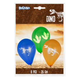 Jurassic dinosaurus ballonnen 6 stuks 25cm