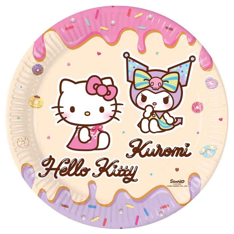 Hello Kitty Kuromi borden 8 stuks 23cm