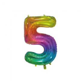 Regenboog vijf folie ballon 86cm
