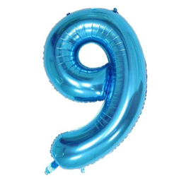 Folie ballon negen blauw 1m