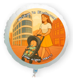 Geboorte Eindhoven baby folie ballon XL met eigen tekst 58cm