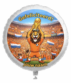Oranje WK voetbal folie ballon XL met eigen naam 58cm